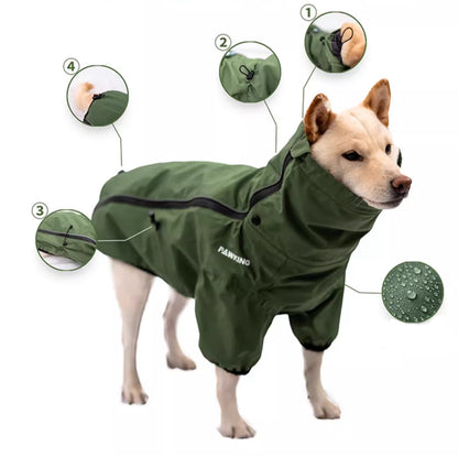 Doug & Doff Dog Explorer Raincoat Water-resistant Jacket - Forest Green