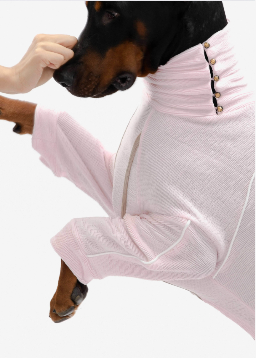 Doug & Doff Dog Turtleneck Shirt - Pink/Grey