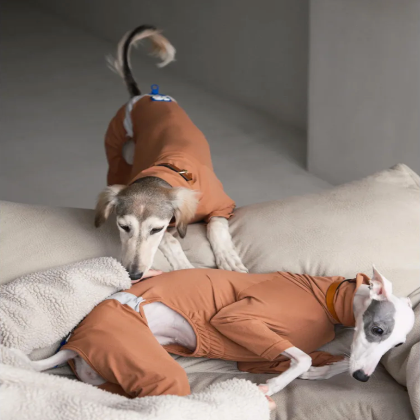 Doug & Doff Dog Multi-Functional And Lightweight Four-Legged Garment - Orange/Cream/Grey