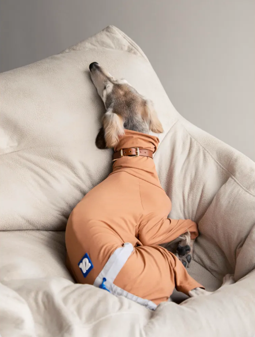 Doug & Doff Dog Multi-Functional And Lightweight Four-Legged Garment - Orange/Cream/Grey