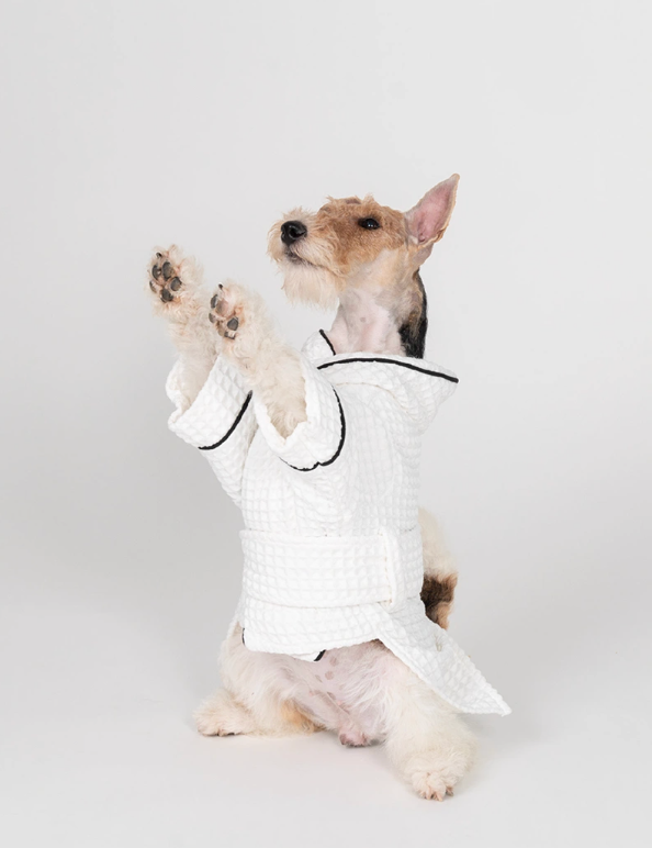 Doug & Doff Dog Microfiber Absorbent Soft Bathrobe - White